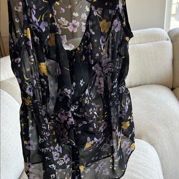 Elle Black and Purple Floral Sleeveless Blouse - Picture 3 of 6